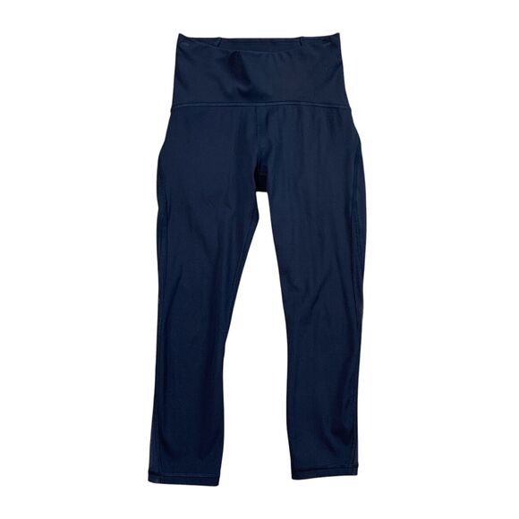 Lululemon Leggings Womens 4 Navy Train Times Crop Mesh Panels Stretch 21 Inch - Picture 1 of 15